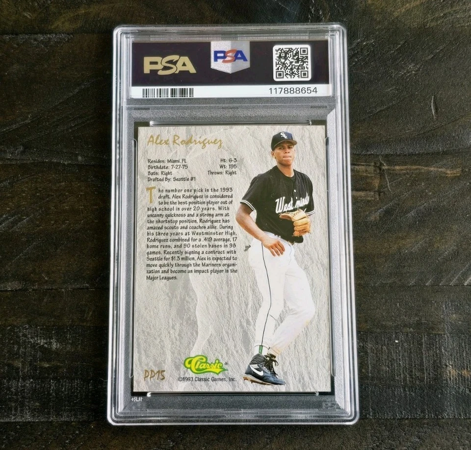Classic 4 Sport Power Pick Bonus 1993 Alex Rodriguez PSA 10 gemas como nuevo radiocontrol Foto 2 de 2