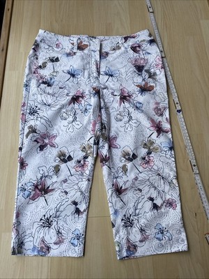 Gerry Weber Damen Capri Hose Weiß Blumen Gr 40