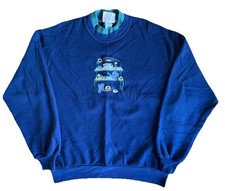 Vintage Morning Sun Cat Lady Sweatshirt Large Navy Grandma Cottagecore USA Made