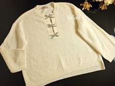 VALENTINO Ribbon Knit Sweater L Ivory Beads Bijou