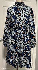 SHEIN CURVE Size 2XL Blue Cheetah Dress Womens Juniors