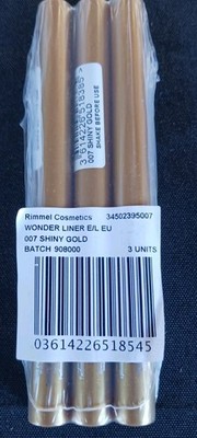 3 RIMMEL WONDER PROOF 24HR WATERPROOF EYELINER 007 SHINY GOLD sealed 3 pack