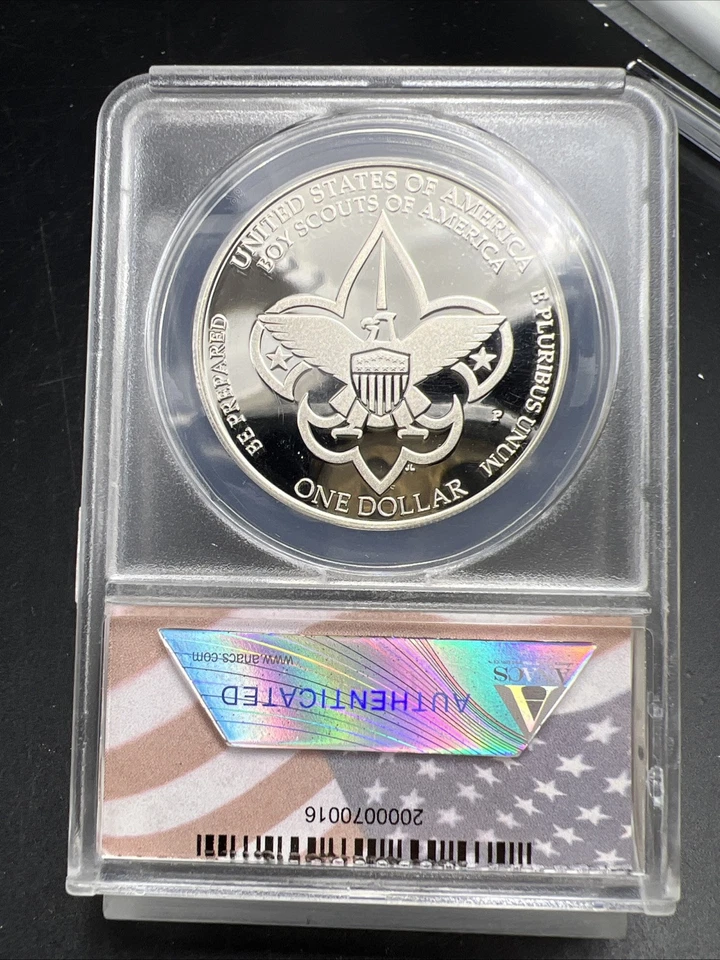 2010 $1 BSA Boy Scouts of America Centennial Silver Dollar ANACS PR70 DCAM Proof - Image 2 of 4