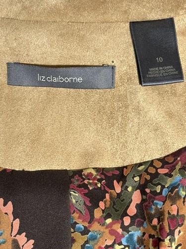 Liz Claiborne Suede Blazer Jacket Woman’s Size 10 Button Up Tan Business Casual - Picture 10 of 11