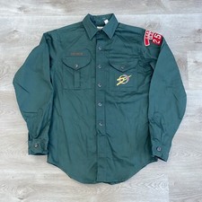 Vintage 50s Boys Scouts of America Green Explorer Uniform Shirt Men Sz 14 Small