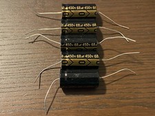 5pc Electrolytic Capacitor Axial 2000hr 105  RoHS 68uF 450V  18x36mm Supertech