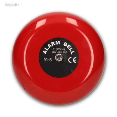 Alarmglocke Klingel 230V 90dB Metall-Glocke ROT elektromechanisch zB Alarmanlage