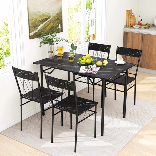 5Pcs Dining Table & Chair Set for 4 Kitchen Dining Room Furniture Dinette Set - Picture 2 of 20