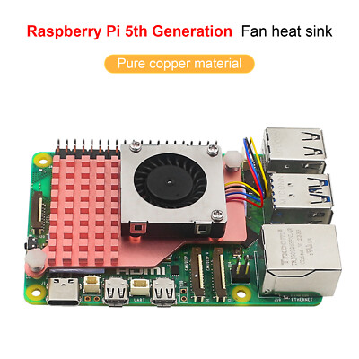 Raspberry Pi 5 Fan Radiator Pure Copper Material Heat Sink Blower Cooling Fan