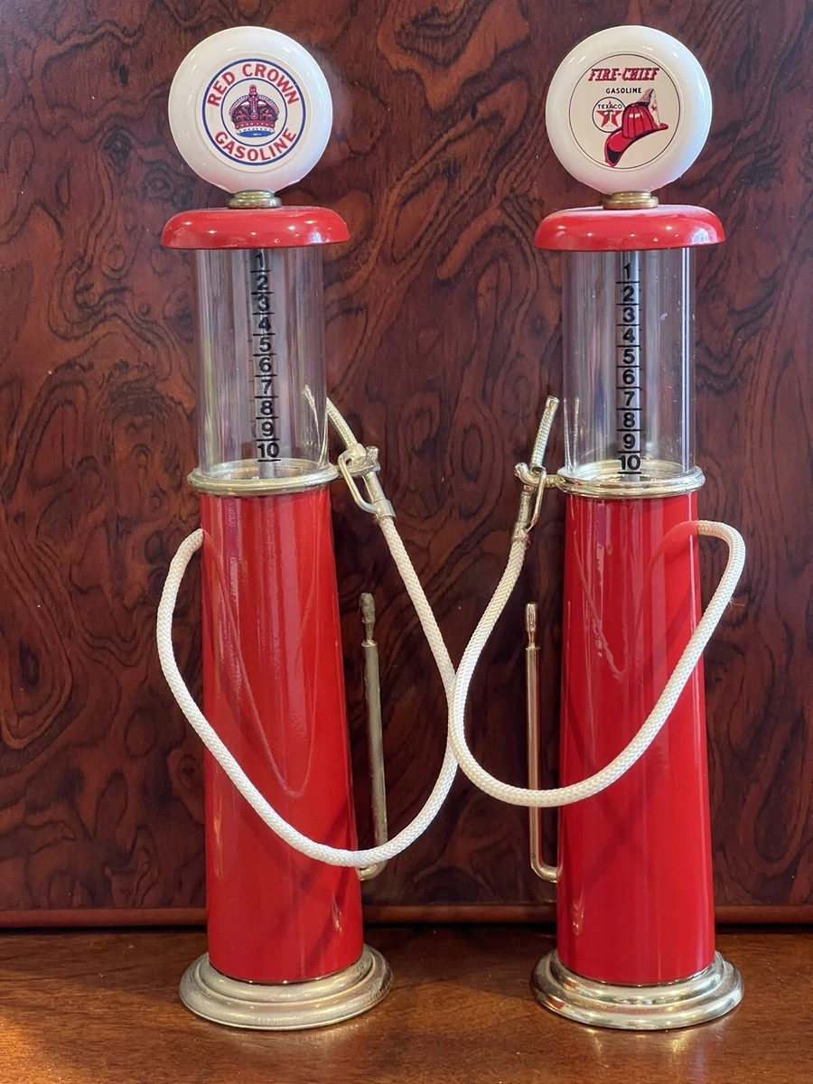Vintage Cylinder Gas Pumps Red Crown 7 Fire Chief Texaco