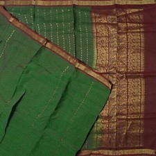 Vintage Green Sarees 100 Pure Silk Zari Handwoven Festive Sari 5YD Craft Fabric