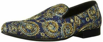 Tallia Quinzio Blue Embroidered Smoking Loafers Dress Shoes  display picture 3