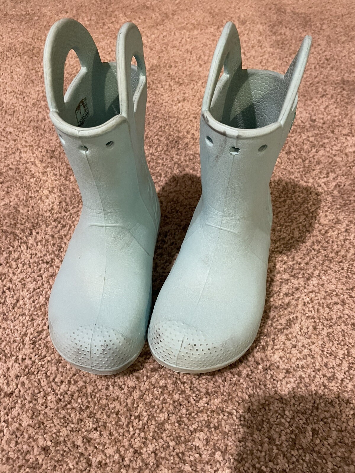 Crocs Rain Boots Kids 11 Waterproof Rubber Handle It Pull On Girls Boys Shoes-image