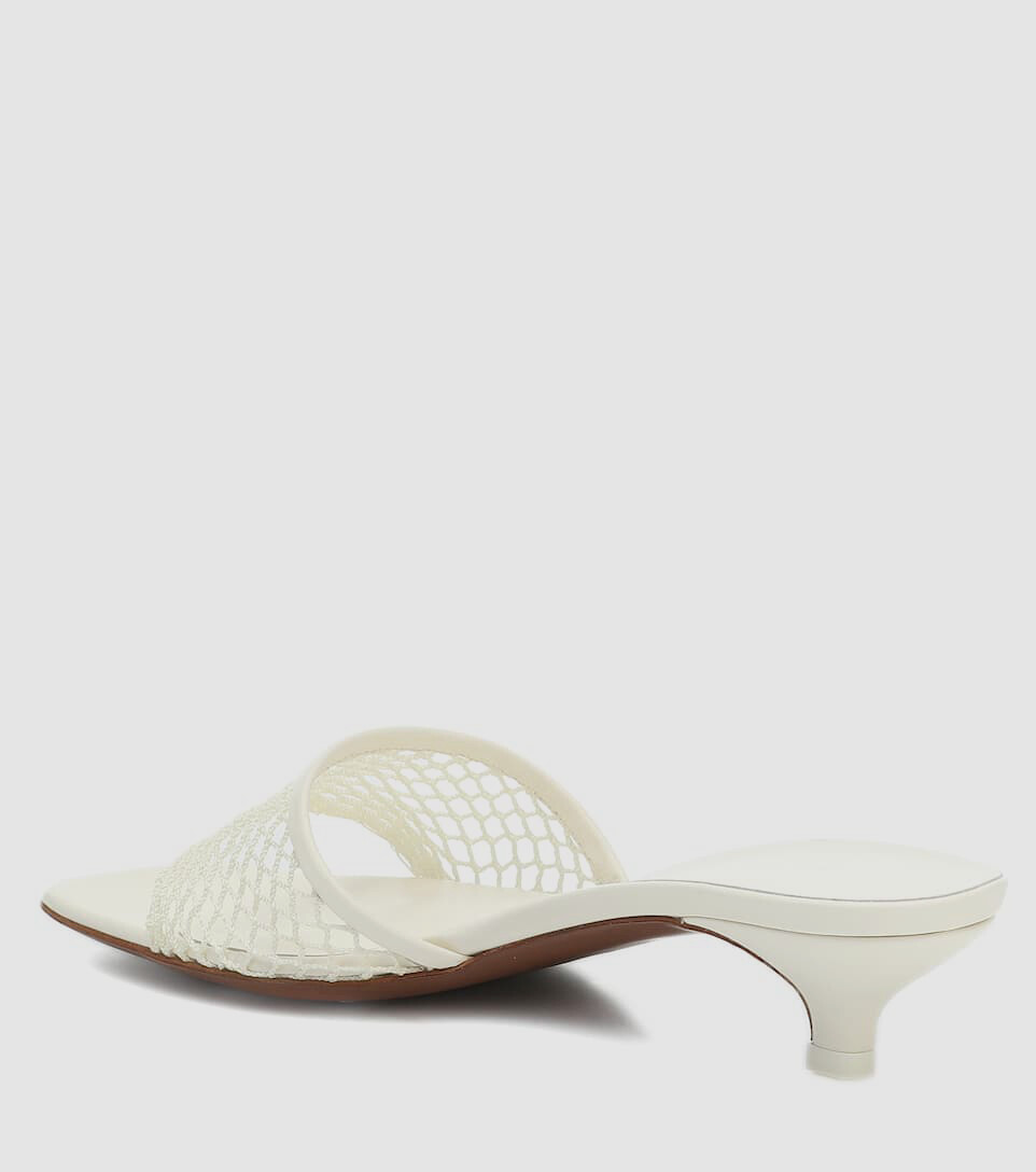 $450 Neous Italy Women White Leather Slip-on Heels Sandals