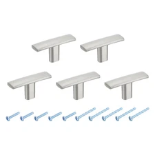 5 Pack Single Hole Cabinet Pulls, 1.7 Inch Curved Cabinet Knobs, Silver