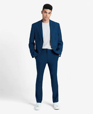 BNWT Kenneth Cole Reaction Mens Ready Flex Slim Fit Suit Blue 42S 35Wx32L