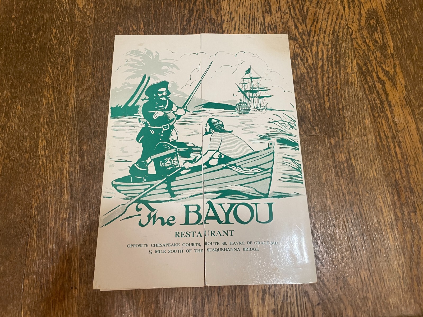 The Bayou Restaurant Menu Havre de Grace Maryland MD 1950's Vintage MCM
