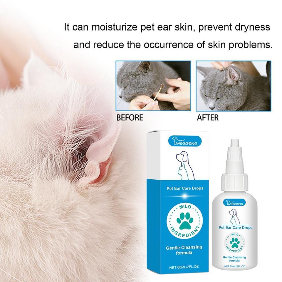 Dog Cat Ear Cleaner Wash Drops Itchy Ears Itching Mites Odour Stop Wax