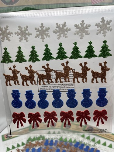 198 NEW Crafters Square Glitter Stickers Christmas Card Snowman Snowflake Tree - Picture 3 of 8