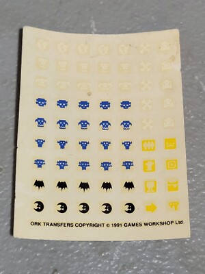 BAGE TRANSFERS TRANSFER SHEET WARHAMMER 40K SPACE ORKS OLD