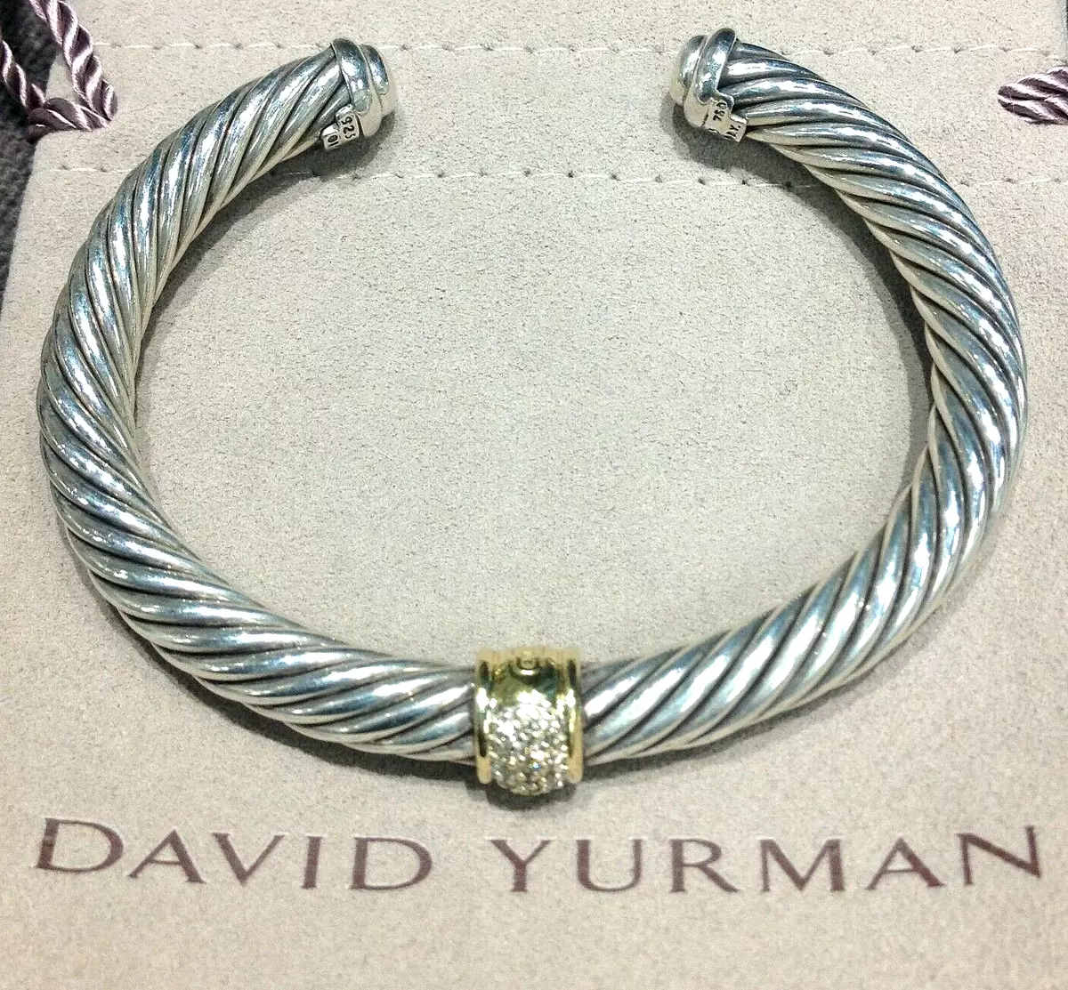 DAVID YURMAN Sterling 18k Gold Cable Classics Diamond Station