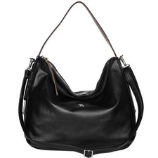 Bruno Rossi Italian Made Soft Black Calf Leather Large Hobo Bag