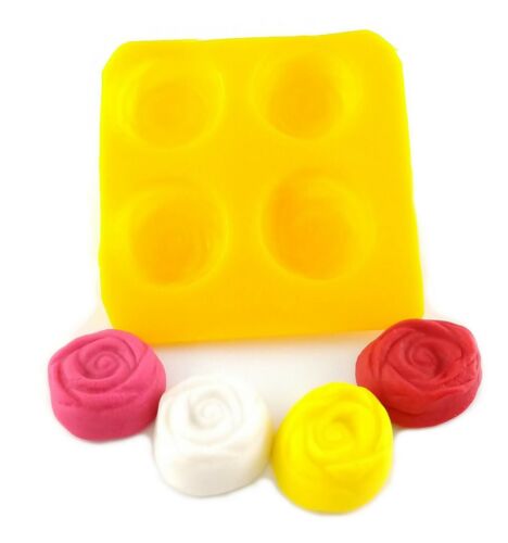 Rose 4 Cavity Flexible Silicone Molds - Cream Cheese Mints, Chocolate, Fondant