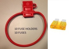(10) 14 Gauge Atc Fuse Holder With Cover + (10) 5 Amp Fuses In-line 14 Ga. Usa