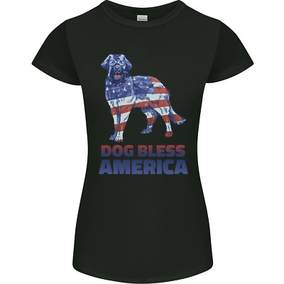 Dog Bless America USA Damen Petite Cut Maglietta