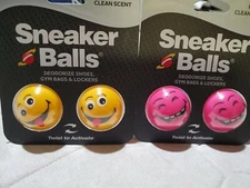 Sneaker Balls Fresh Clean Scent Tongue Out Yellow Laughing Face Pink NWT 2PACK 