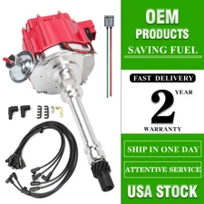 HEI Ignition Distributor w/ Spark Plug Wires &Pigtail For Chevy SBC 350 BBC 454