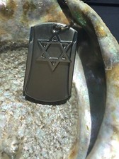 Army Style Cool Silver Star of David  Dog Tag Mens Pendant