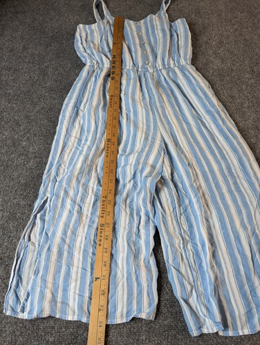 Justice Girls size 14 Romper/Jumpsuit one-piece outfit Blue with White stripes - Picture 7 of 11