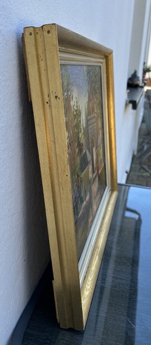 Impressionist People IN City Park Archway Church Houses Trees Oil Painting - Picture 12 of 13