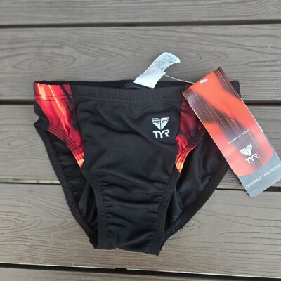 TYR Durafast Equinox Splice Swimwear Boy Red Racer Brief Size 24 New