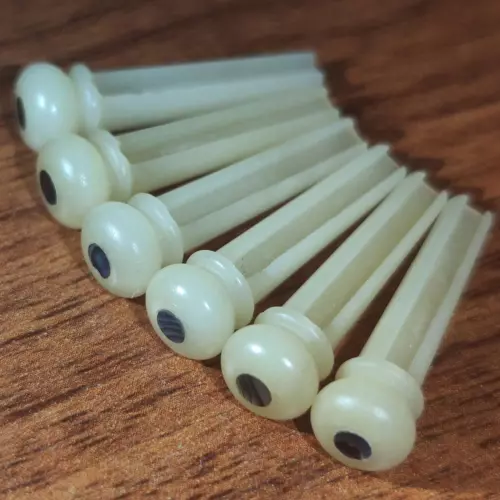 Unbleached Acoustic Guitar Bridge Pins Made of Real Bones Inlaid Abalone Dot