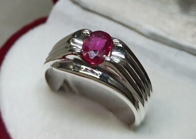 Eleganter Damenring natürlicher ovaler Schliff tiefroter Rubin Sterlingsilber 925 Handarbeit
