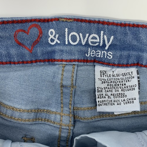 Heart & Lovely Super Skinny Stretch Light Blue Girl's Jeans Size 7 Long Length - Picture 5 of 8