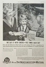 1940 The northwestern mutual insurance Vintage Ad we say it with checks