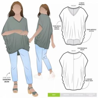 Style Arc Papier Schnittmuster Venn Strick Tunika Top