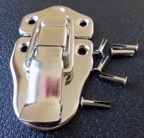 LARGER Draw Latch NICKEL Guitar/Instrument Case Gibson Fender w/ rivets USA MADE