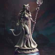 Female Tiefling Cleric Miniature 3D Printed DnD Miniature For TTRPG Tabletop