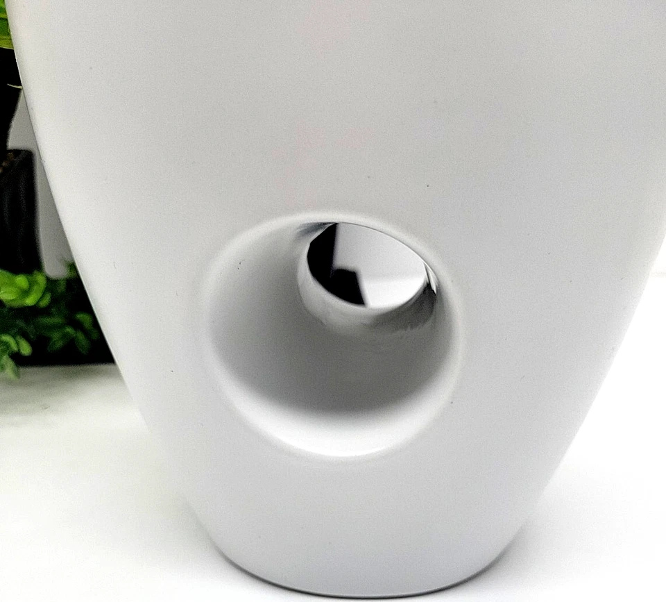 Tall 12” Contemporary Off-White Vase with Center Hole – Made in Portugal - Image 3 of 4