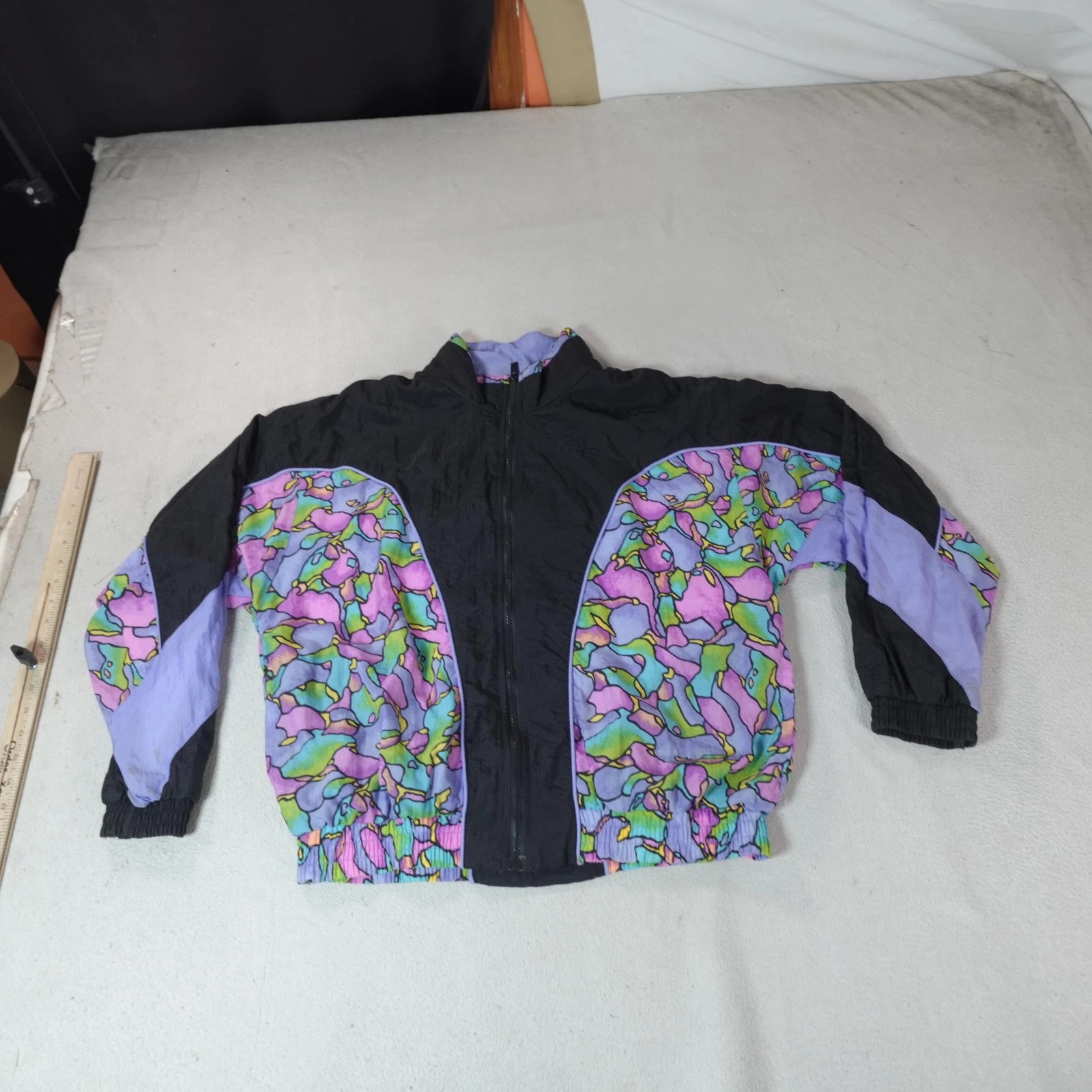 Vintage Reebok Jacket Womens Large Purple Abstract Ski Snow Geometric Zip 90s