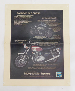 1975 Norton Triumph T160 Trident Single Fold Poster Ad Brochure 1917 Model H