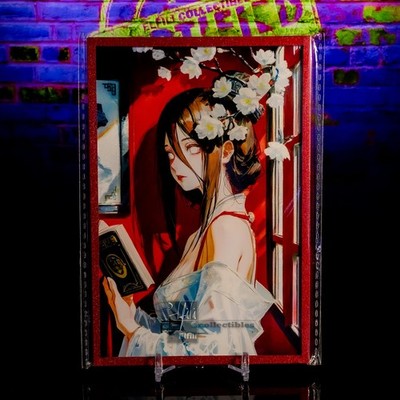 Hanabi Hyuga Waifu Trading Card A6 Oversized Red Glitter Frame