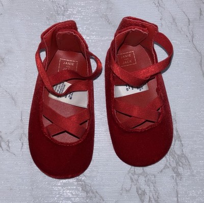 *EUC* 2018 Red velvet Baby Ballet Flats By Janie And Jack SIZE 12-18 MONTHS.