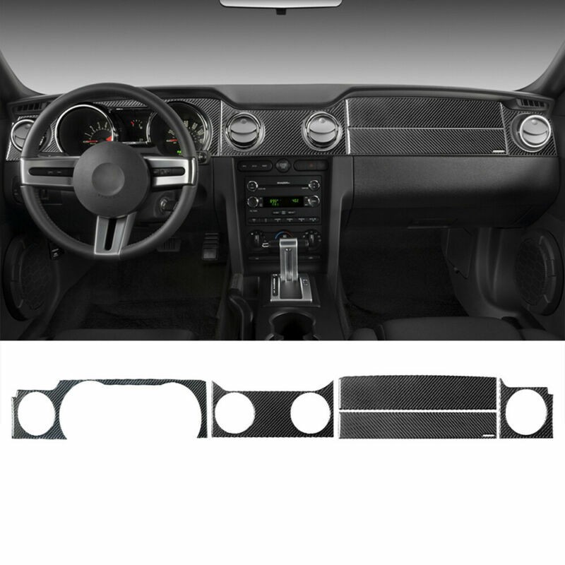 5pcs Carbon Fiber Full Dashboard Interior Trim Set For Ford Mustang 05-09