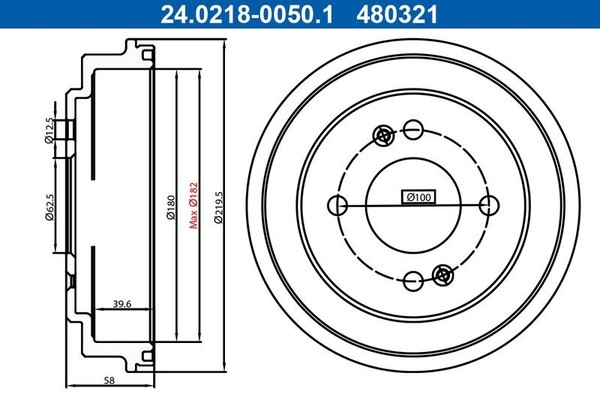 2X ATE Bremstrommel 24.0218-0050.1 FüR KIA-image