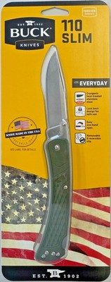 Buck 110 Slim Select O.D. Green Nylon Handle Folding Knife 0110ODS2-C